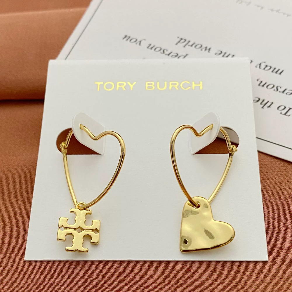 Tory Burch Heart Letter Asymmetric Detachable Earrings